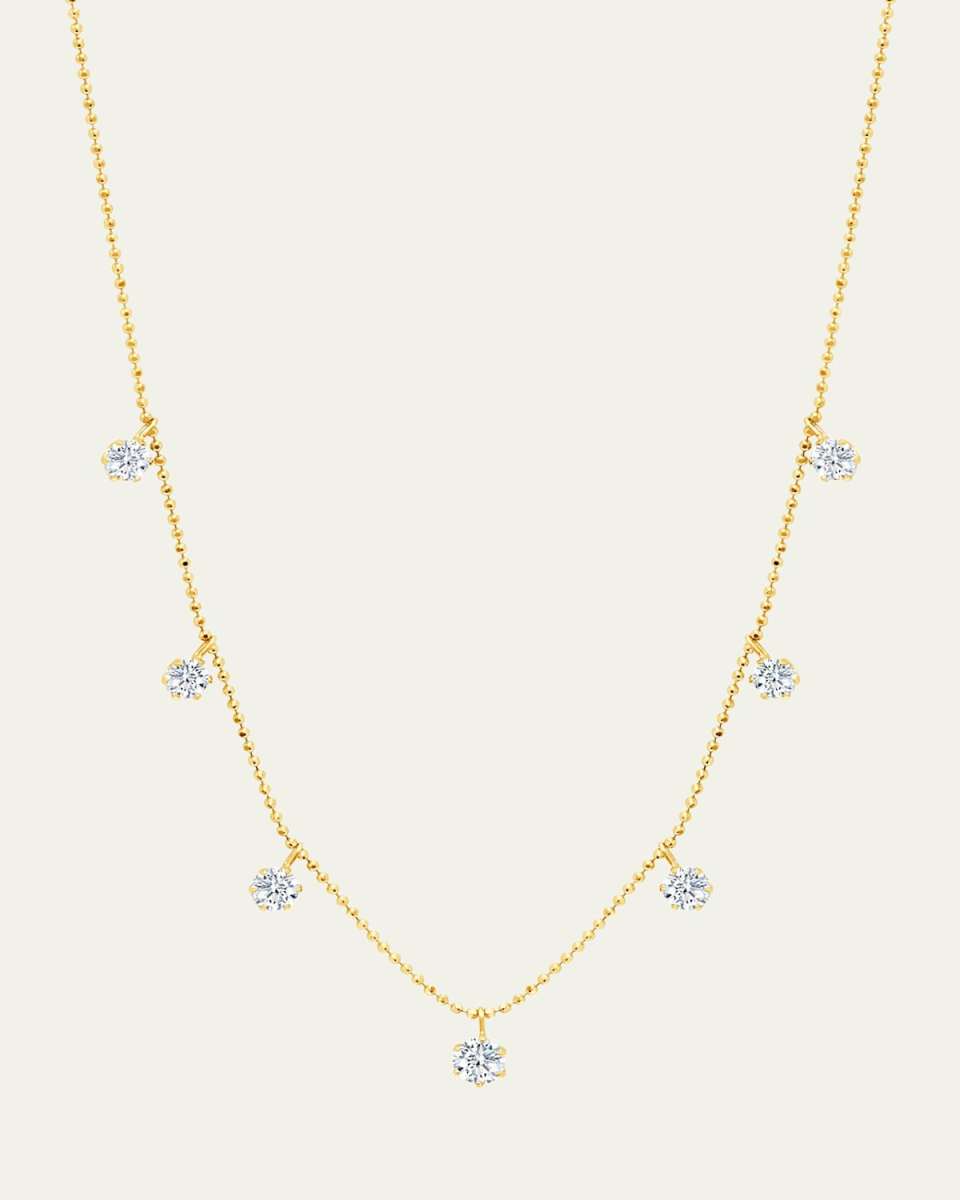 18K Yellow Gold Medium Floating Diamond Necklace